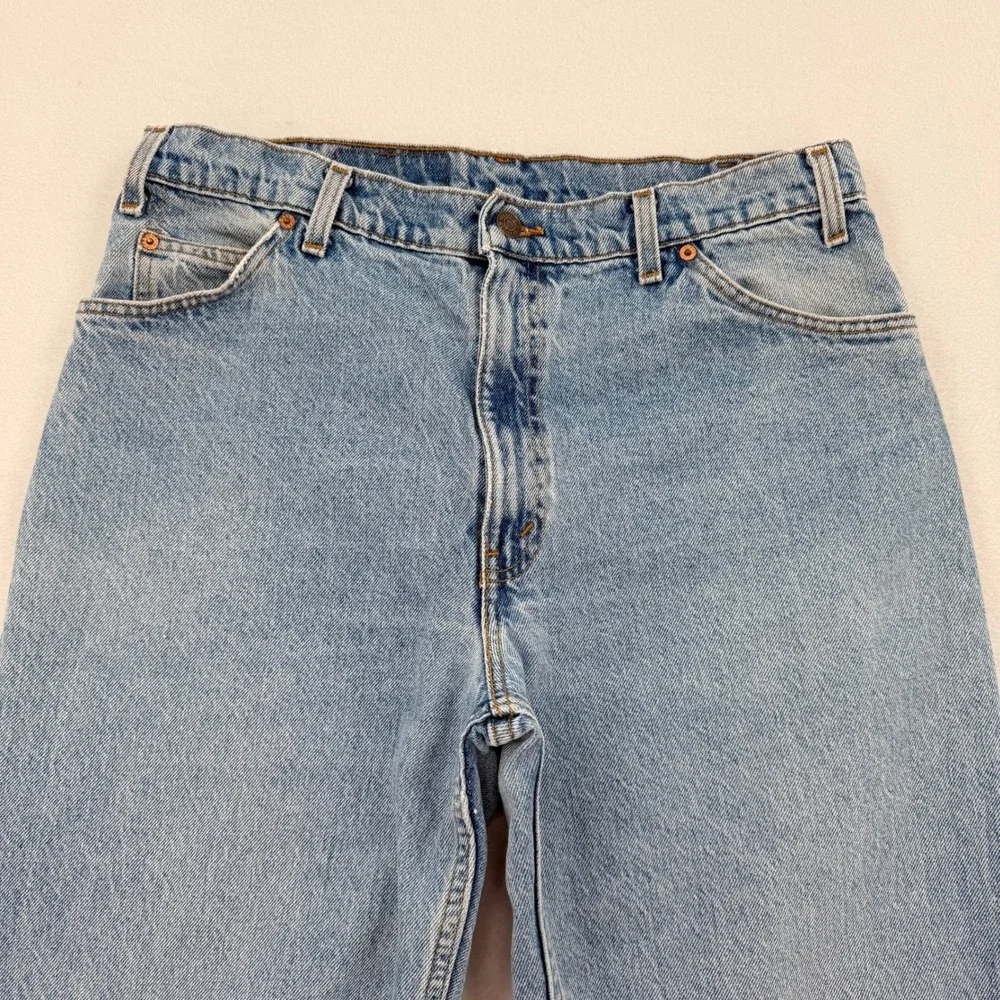Vintage Levis 550 Orange Tab Mens 36x34 Relaxed Fit Tapered Leg Jeans Light Wash